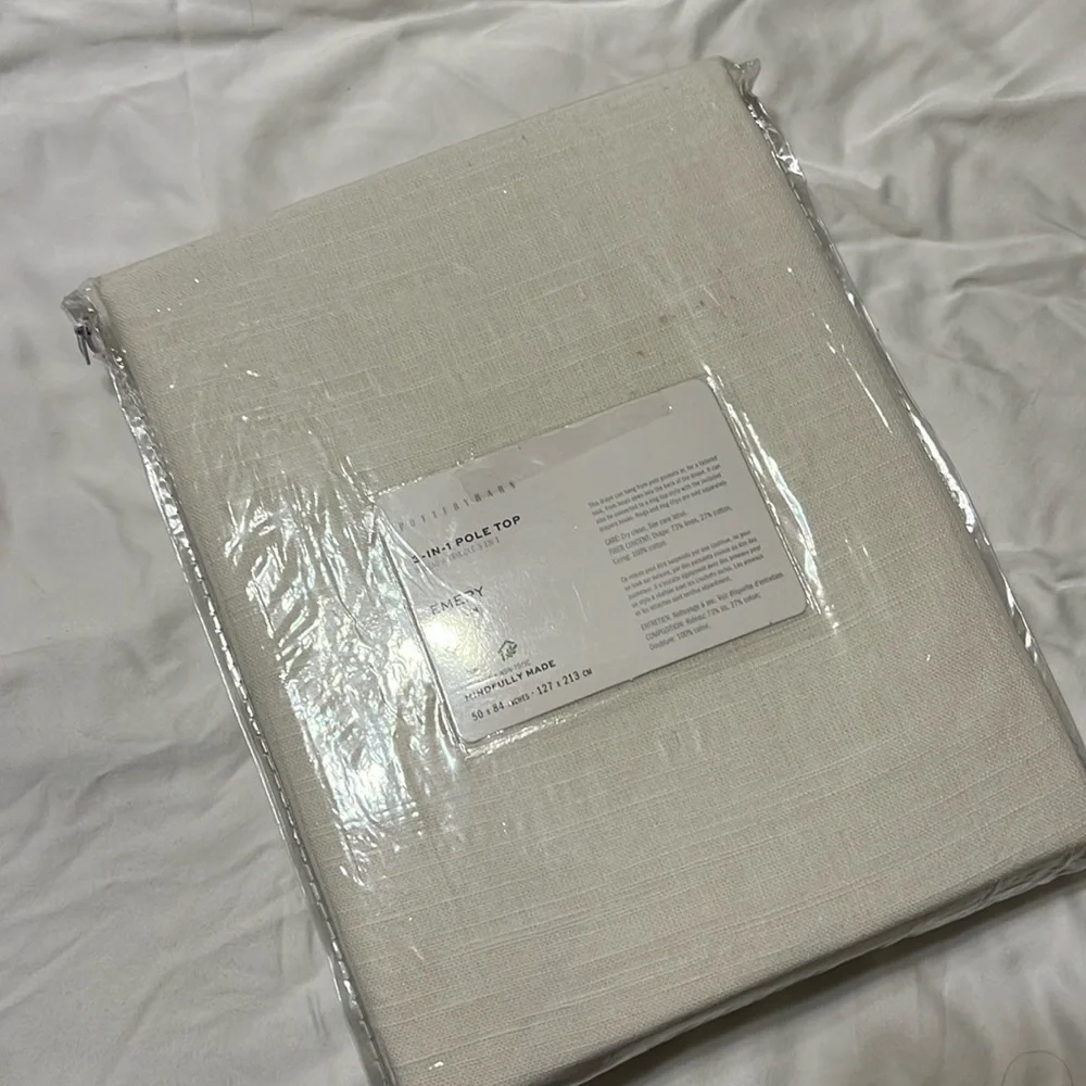 New - Set of 2 - Pottery Barn Emery Curtain - Ivory 50x84 inches - Picture 2 of 6